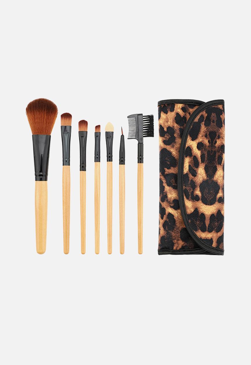 Glam Beauty - 7 Piece Leopard Makeup Brush Set + Pouch