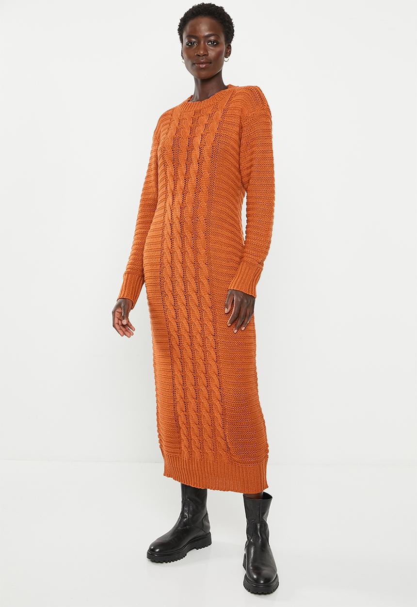 dailyfriday - Knitwear cable dress - tan
