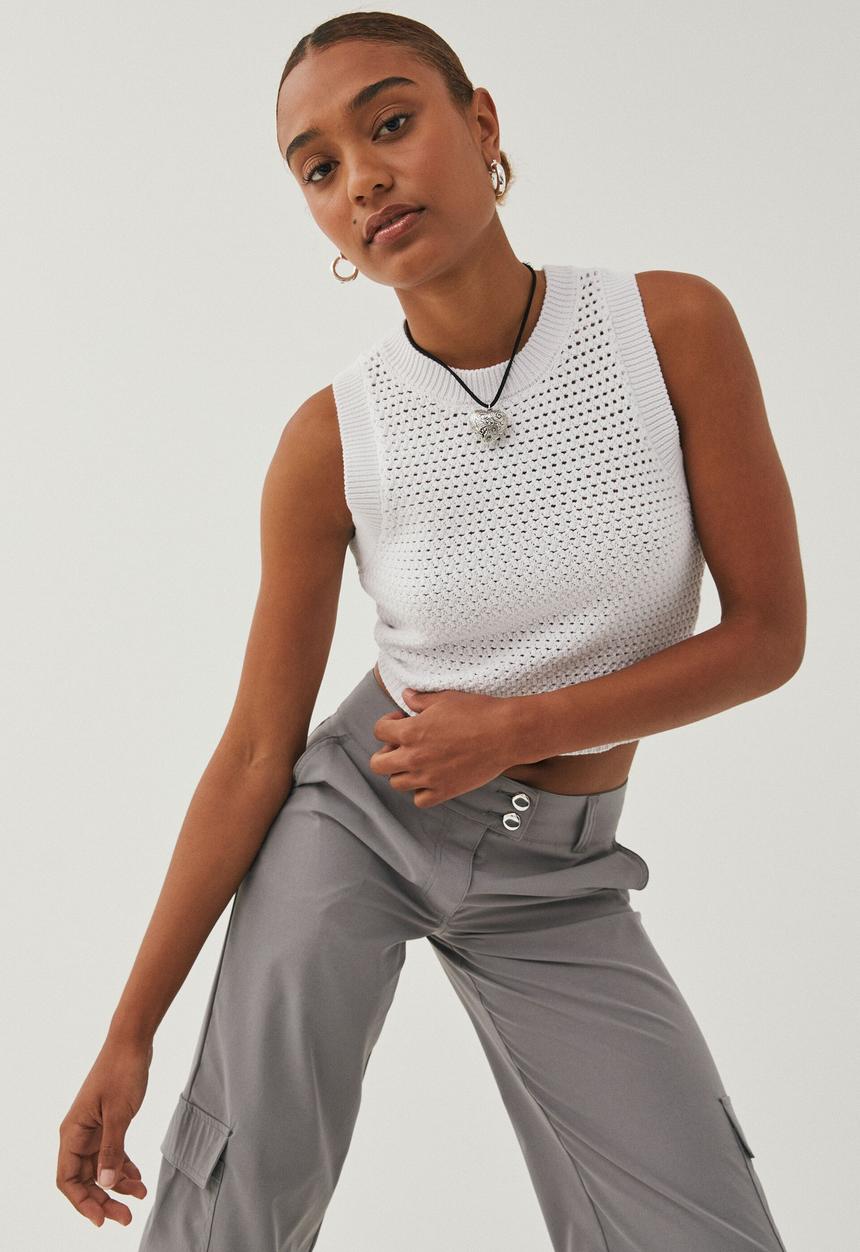 Supré  - christy open knit tank - white