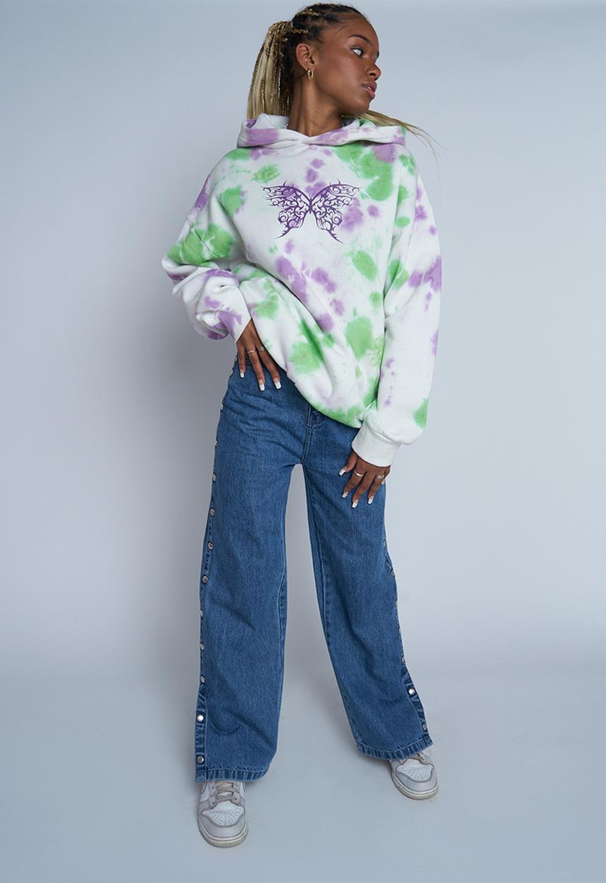 Daisy Street - Printed tie dye hoodie - multi
