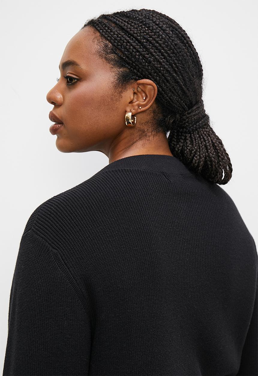 edit Plus - Ribbed button down column dress - black