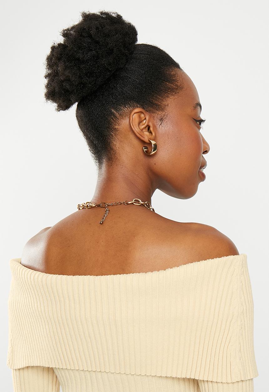 dailyfriday - Off shoulder rib jumper - ecru