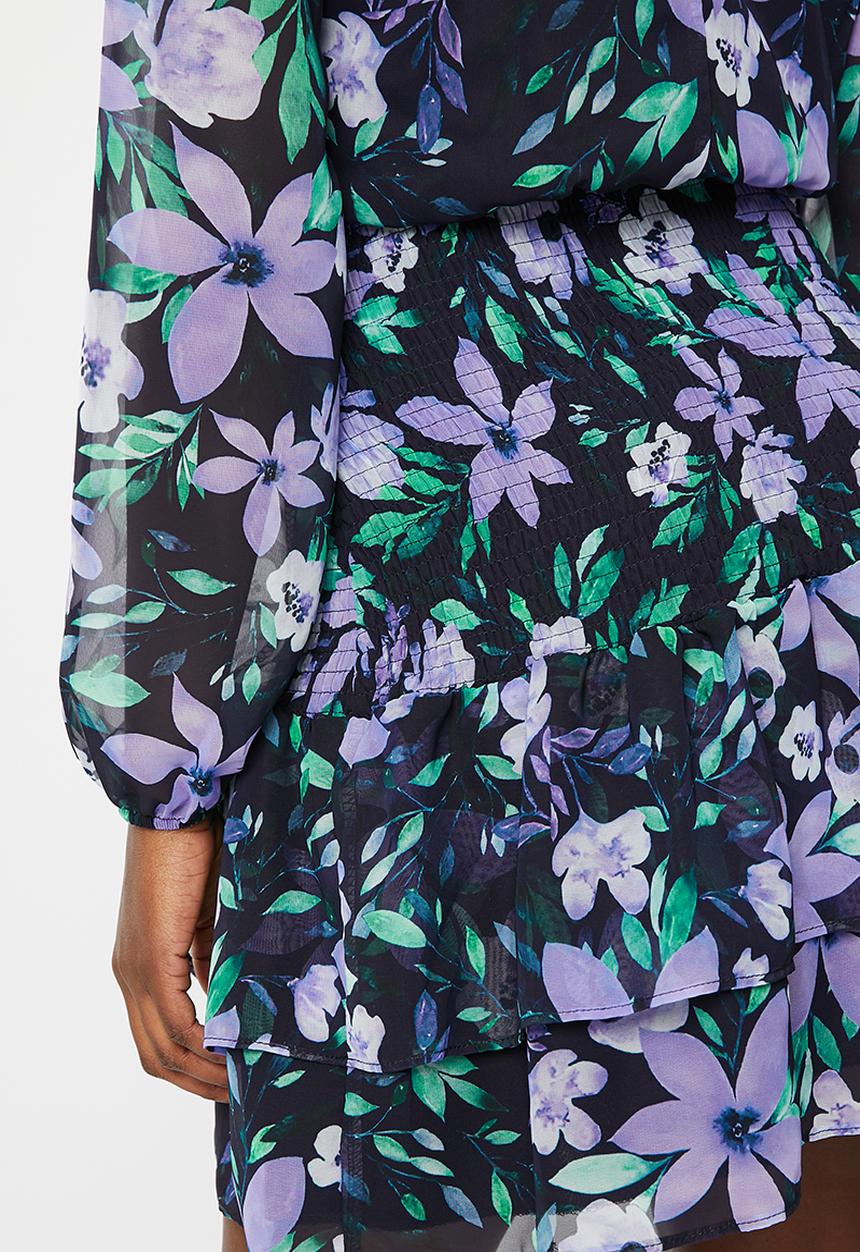 Trendyol - Floral pleated waist dress - navy
