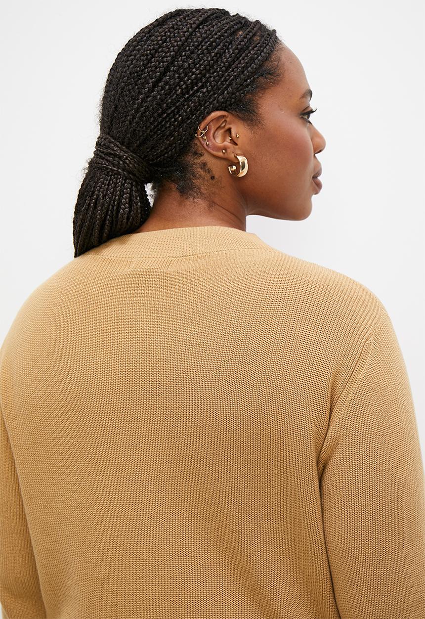 edit Plus - Ribbed button down column dress - taupe melange