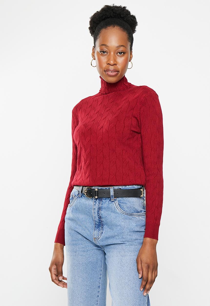 dailyfriday - Cable poloneck - burgundy