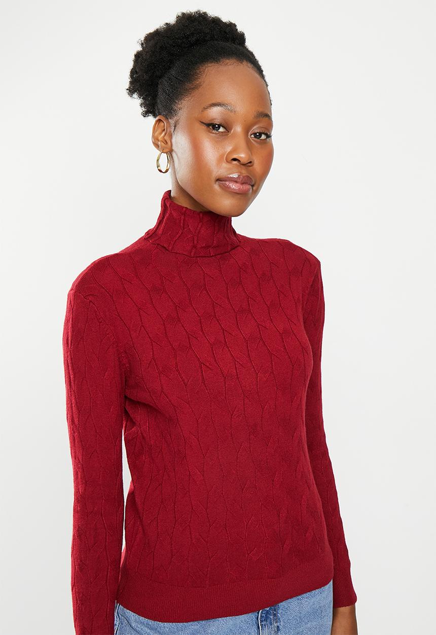 dailyfriday - Cable poloneck - burgundy