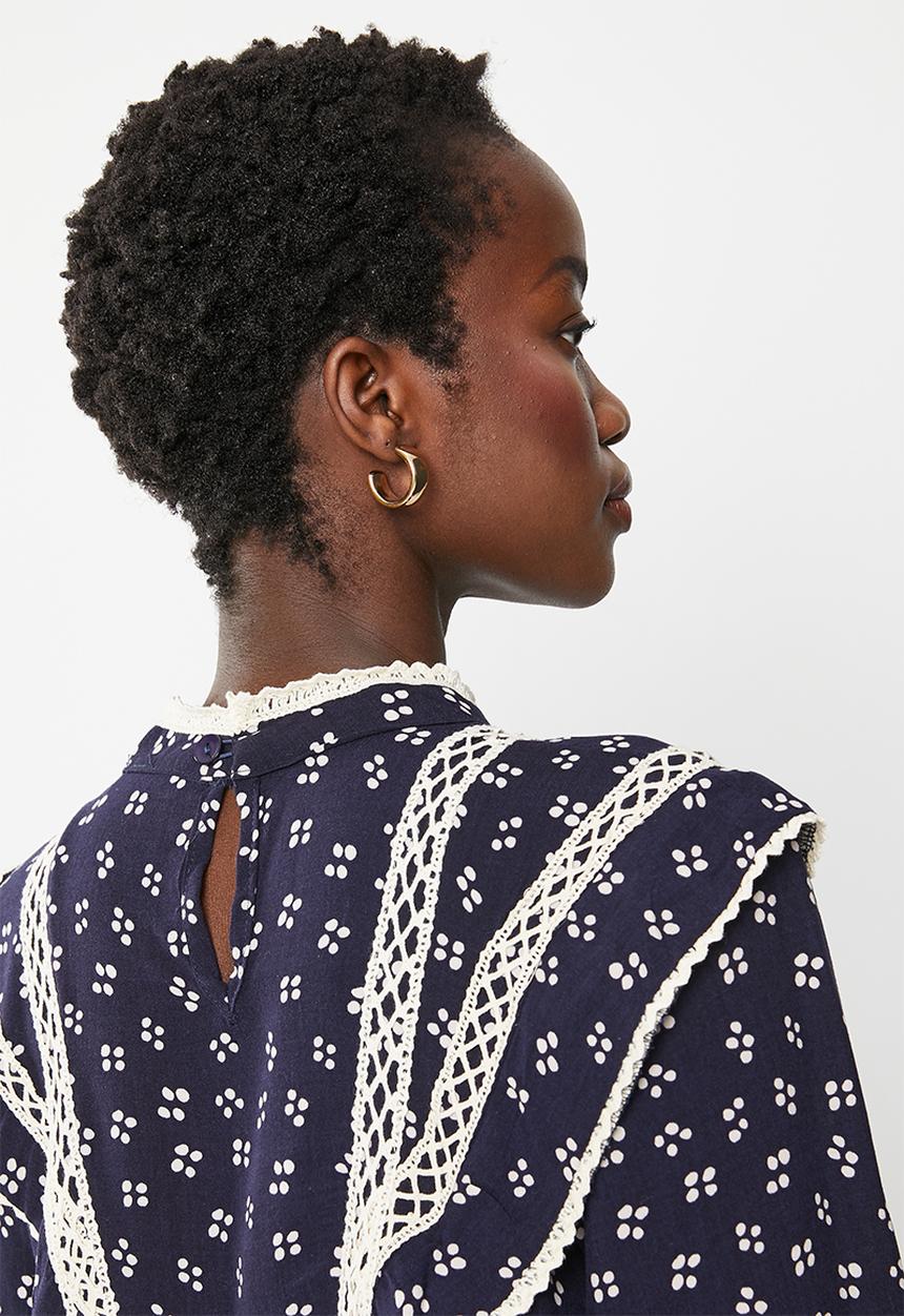 Trendyol - High neck patterned dress - navy