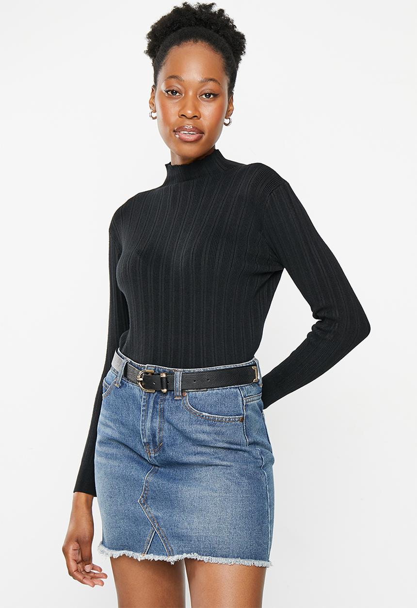 dailyfriday - Rib fitted jumper - black