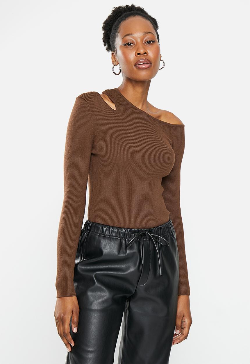 dailyfriday - Cut out shoulder top - chocolate