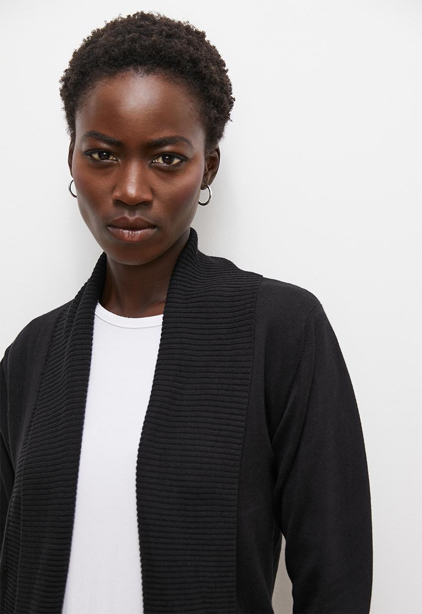 edit - Longline shawl cardigan - black