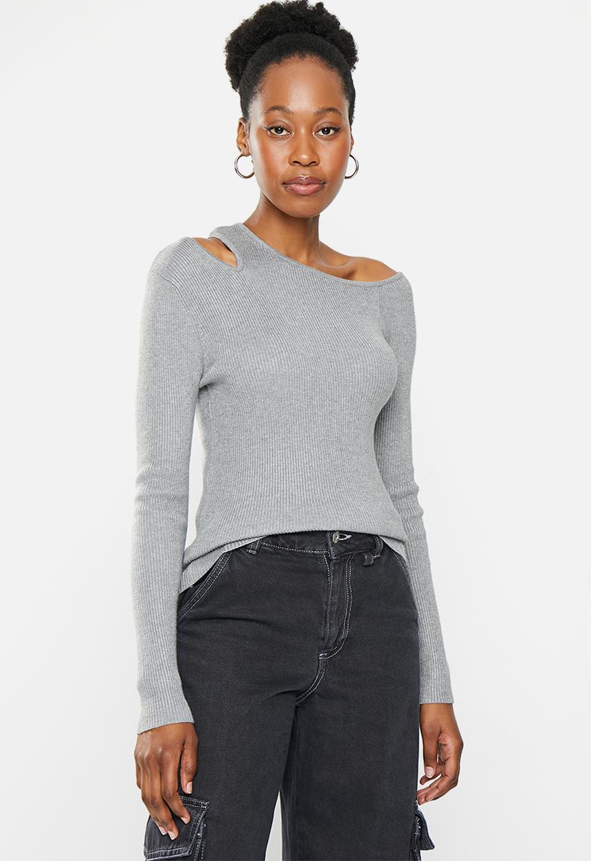 dailyfriday - Cut out shoulder top - grey melange