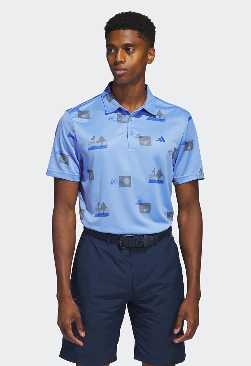 adidas Performance - Allover print golfer - lucid blue/grey four