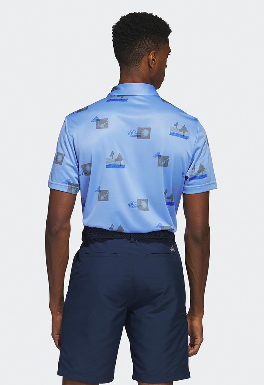 adidas Performance - Allover print golfer - lucid blue/grey four