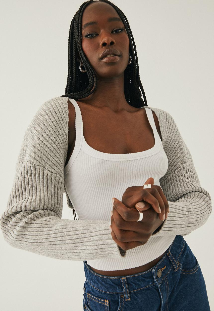 Supré  - Emma oversized knit shrug - grey marle
