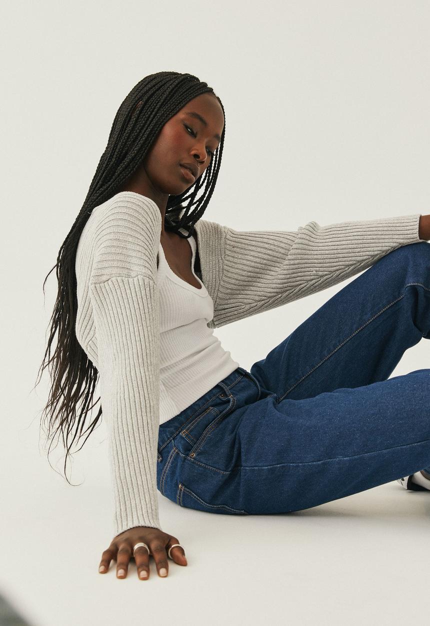 Supré  - Emma oversized knit shrug - grey marle