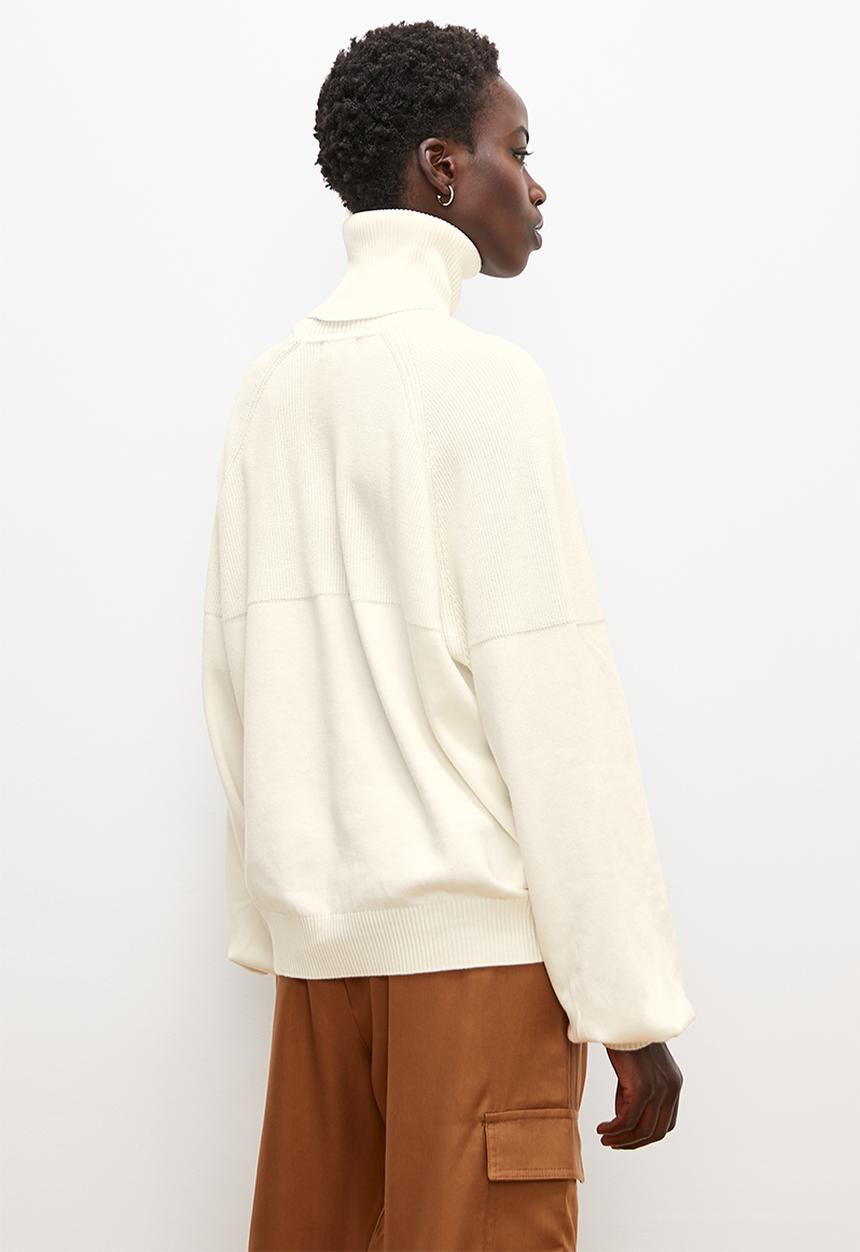 Mix ribbed roll neck jumper - milk