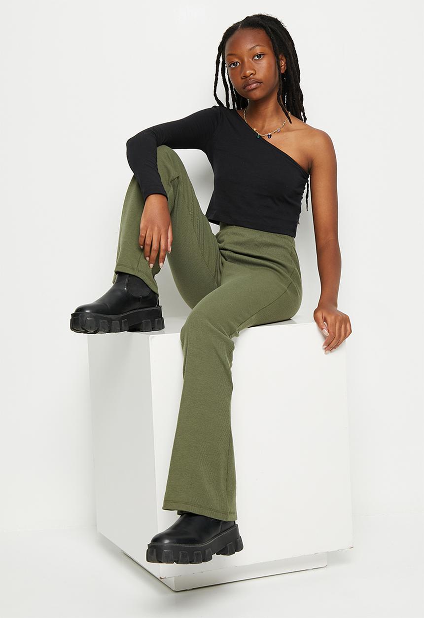 Superbalist - Flare rib leggings - sage
