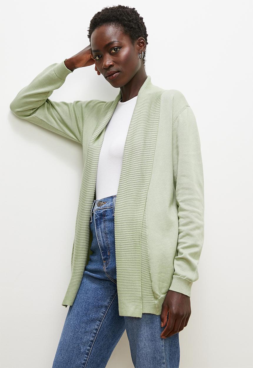 edit - Longline shawl cardigan - dusty sage