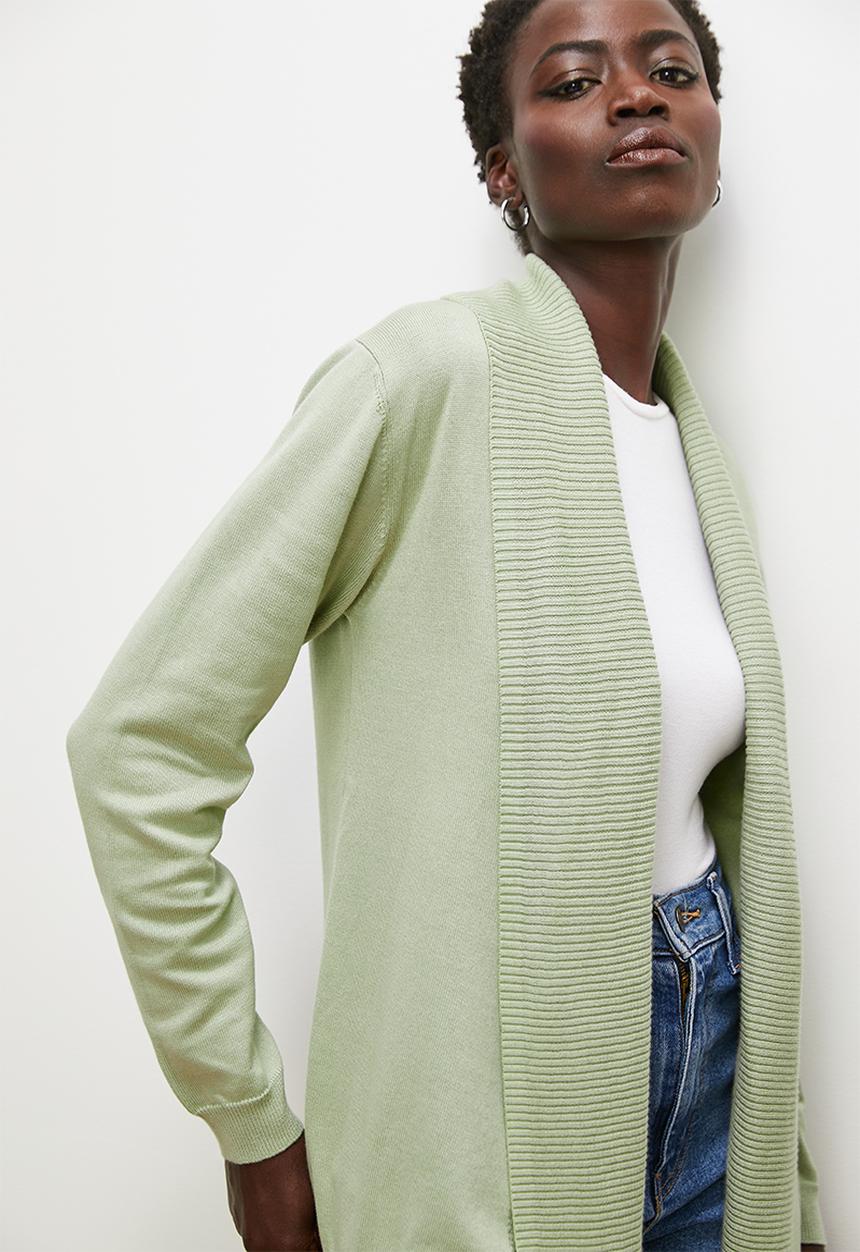 edit - Longline shawl cardigan - dusty sage