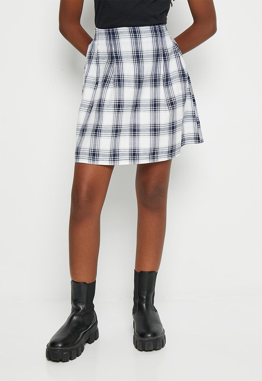 Superbalist - Check skirt - ivory/navy check