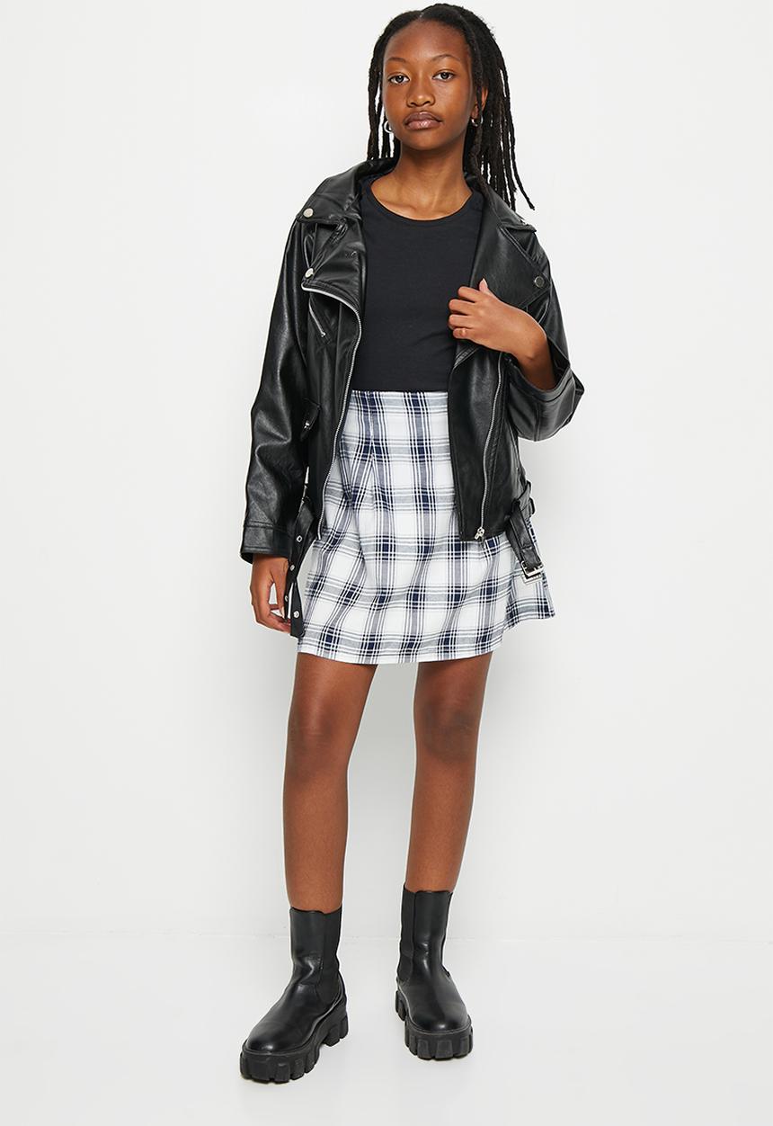 Superbalist - Check skirt - ivory/navy check