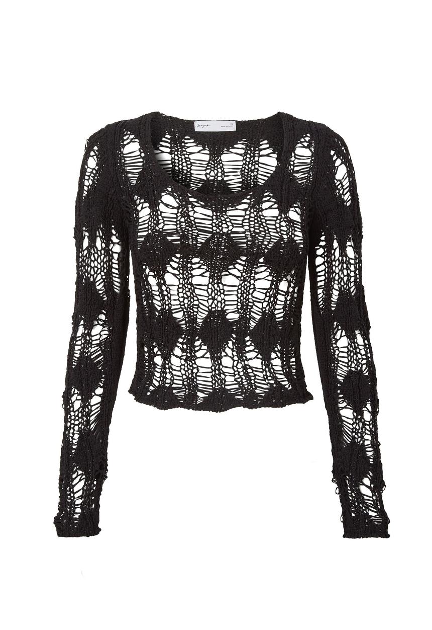 Supré  - faye open knit top - black