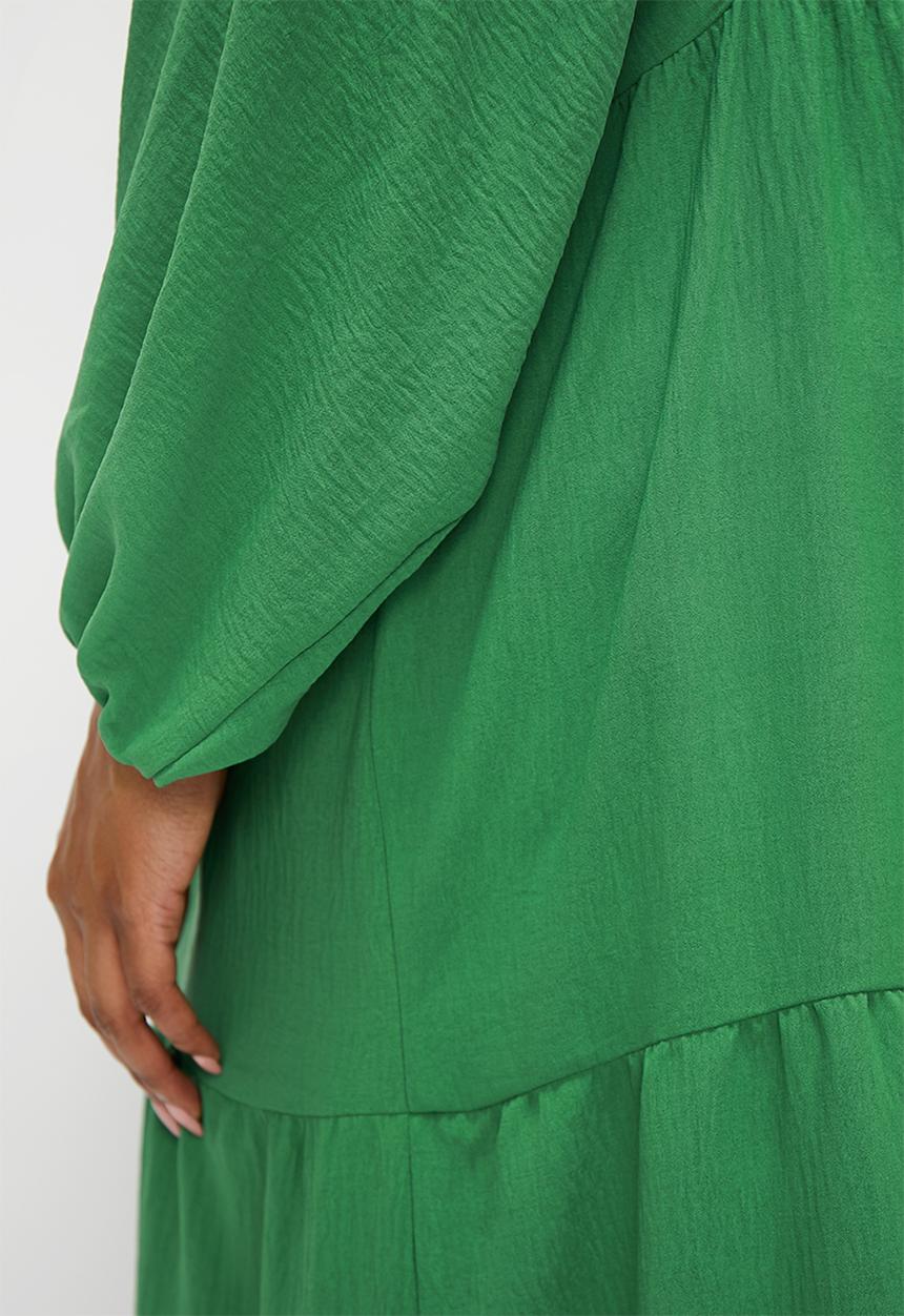 edit Plus - Tiered dress with front ties - green