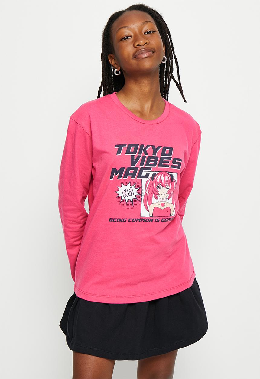 Superbalist - Girls graphic tee - cerise
