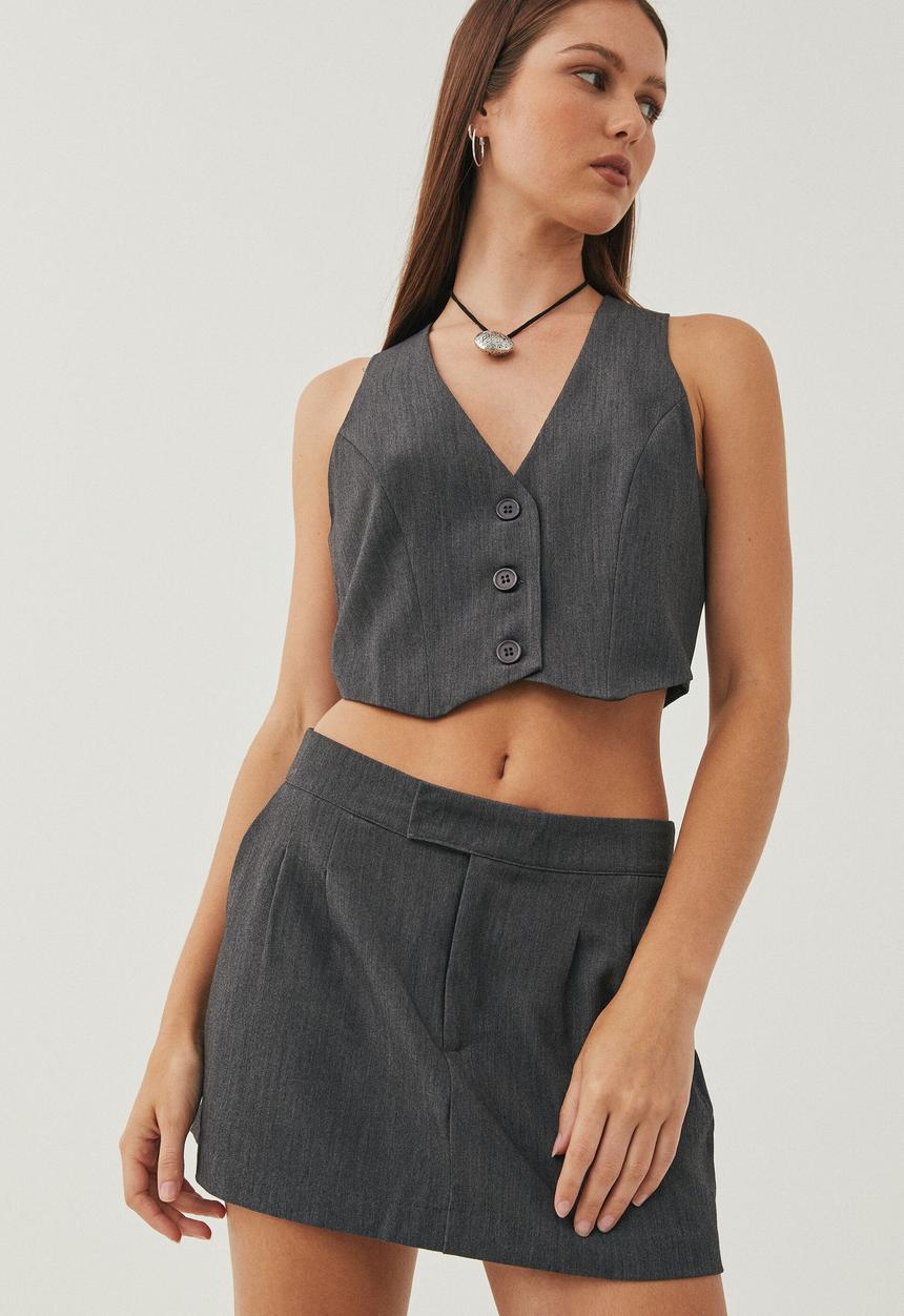 Supré  - Harper tailored mini skirt - charcoal marle