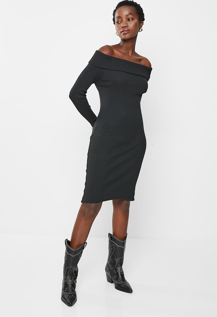 Trendyol - Carmen collar knit dress - black