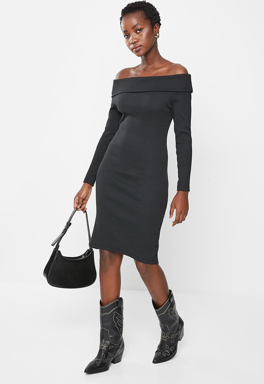Trendyol - Carmen collar knit dress - black