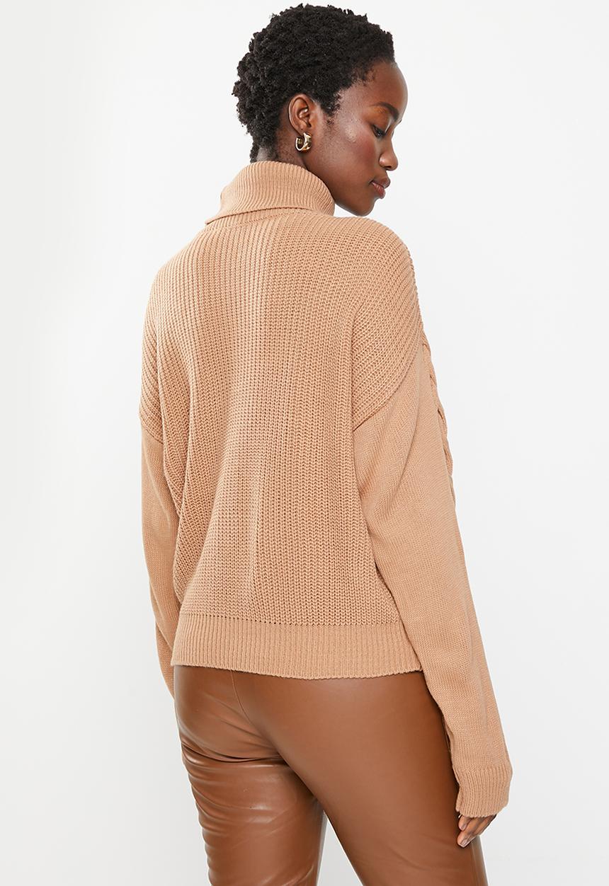Trendyol - Turtleneck knit sweater - camel