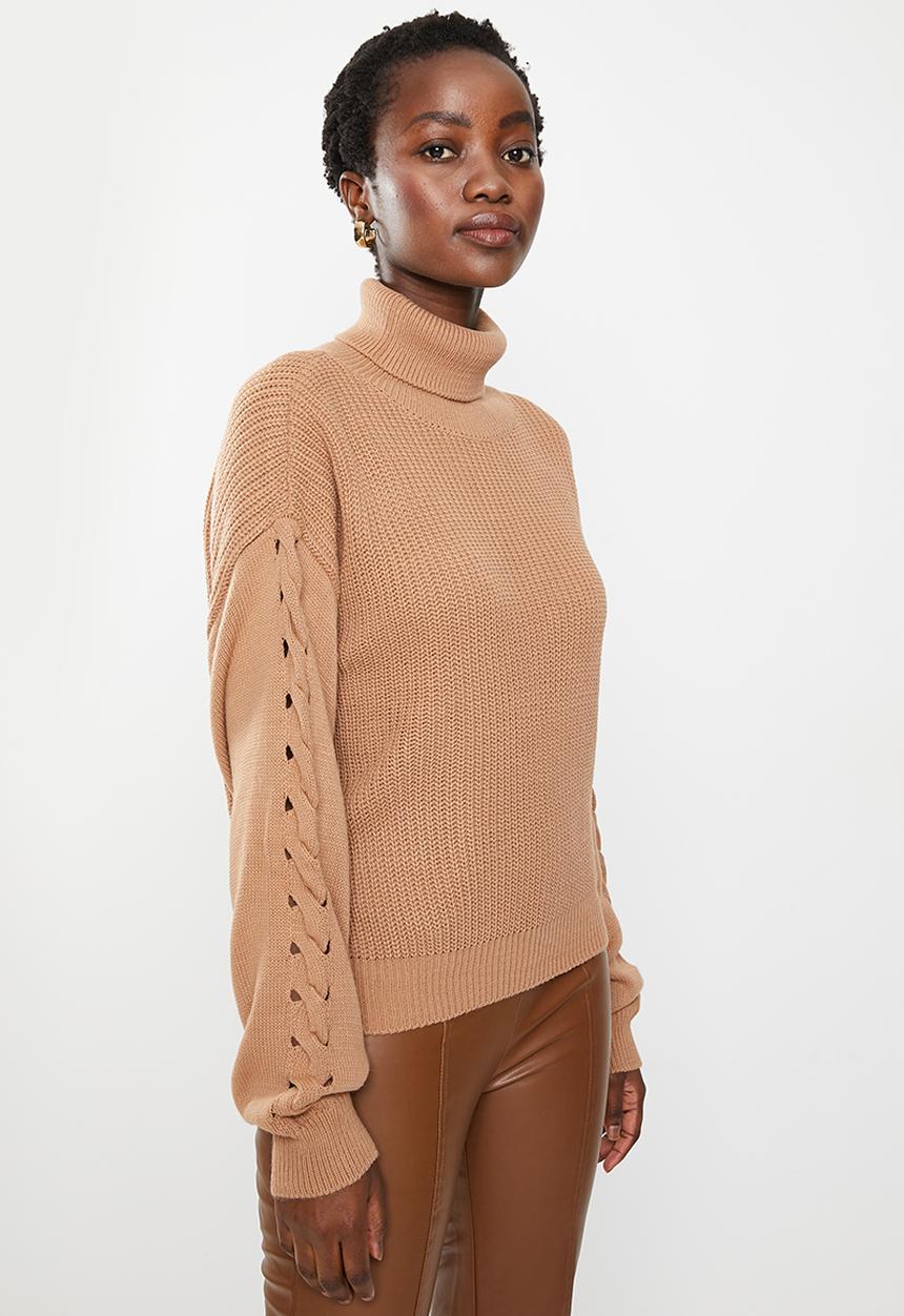 Trendyol - Turtleneck knit sweater - camel
