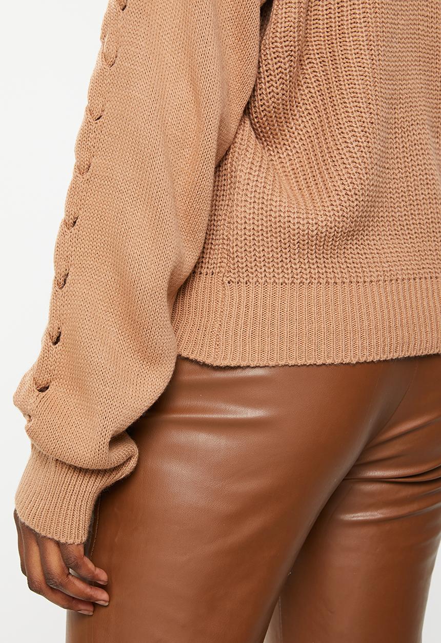 Trendyol - Turtleneck knit sweater - camel