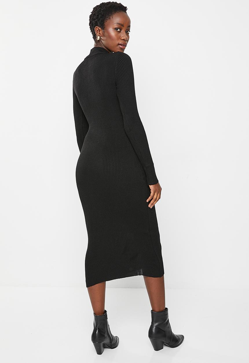 Trendyol - High neck cut-out detail knit dress - black