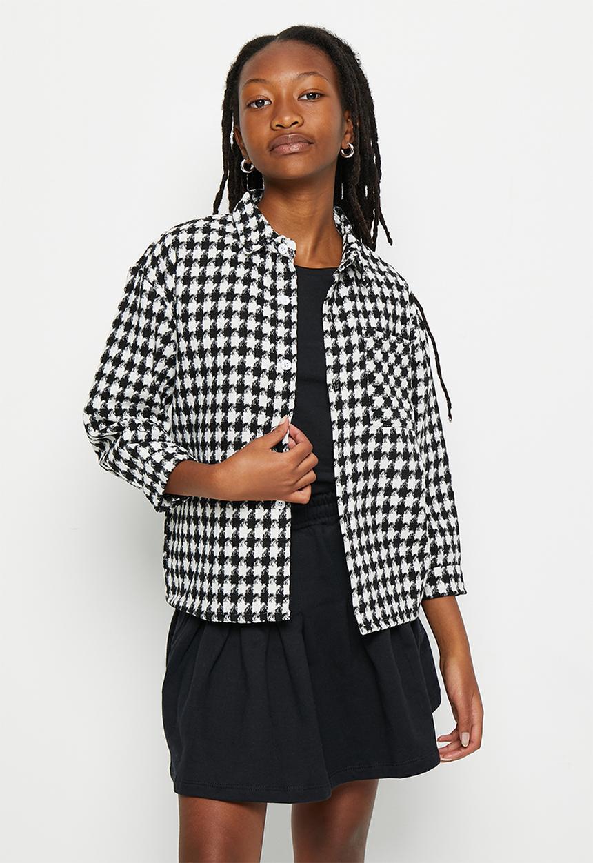 Pop Candy - Check shacket - black