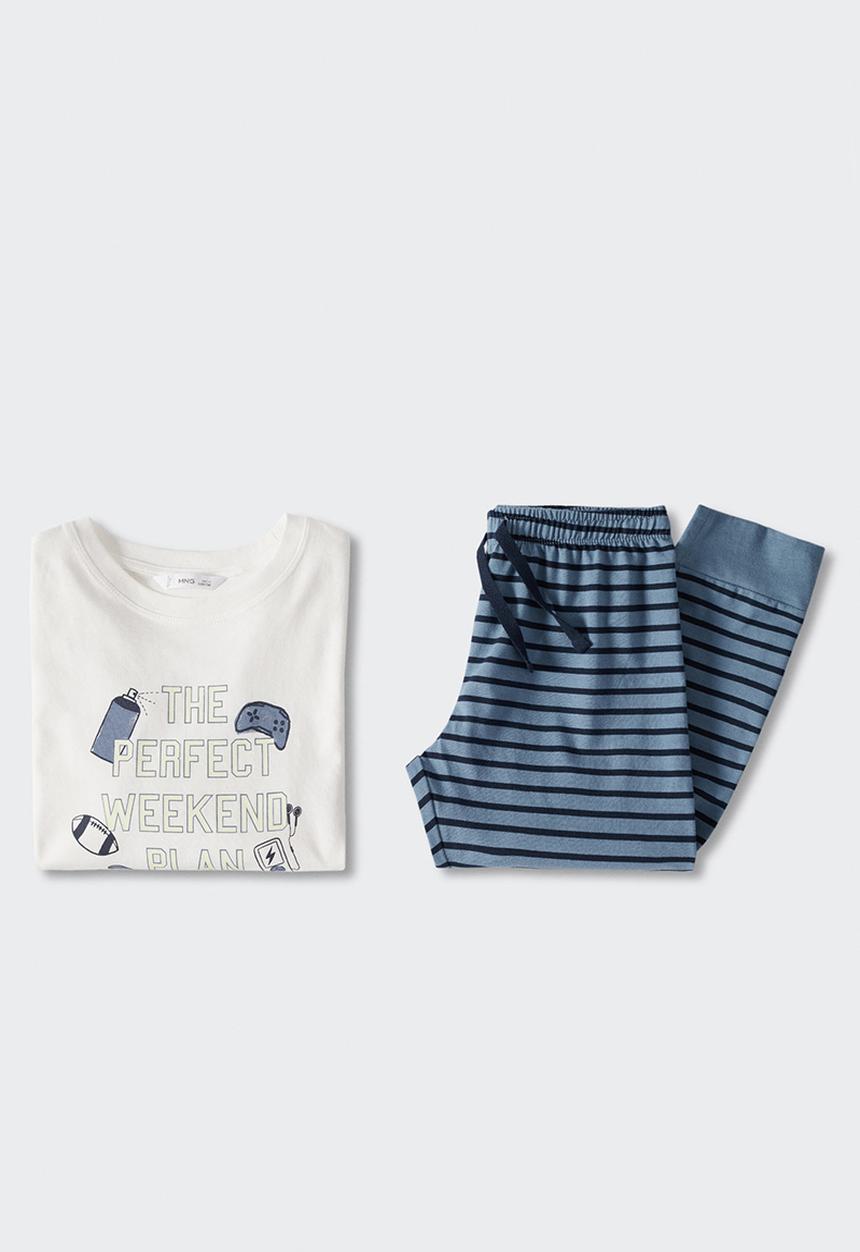 MANGO - Pyjama pack  weekend - white & blue