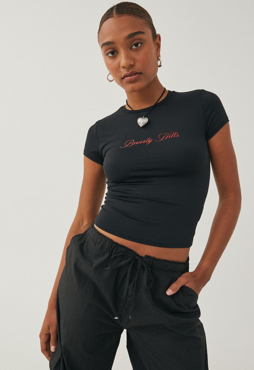 Supré  - Pia luxe graphic t shirt - black/beverly hills