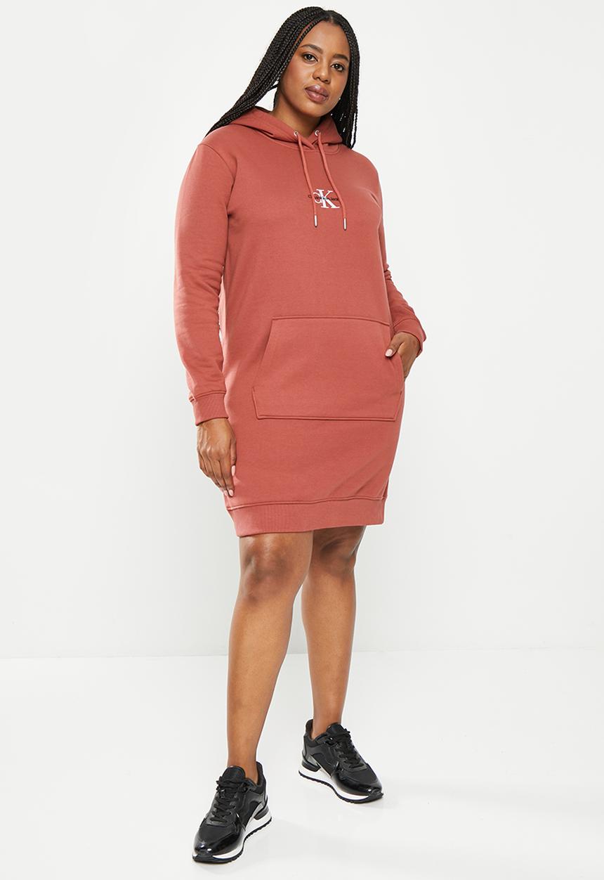 Calvin Klein - Plus monogram hoodie dress - terracotta tile