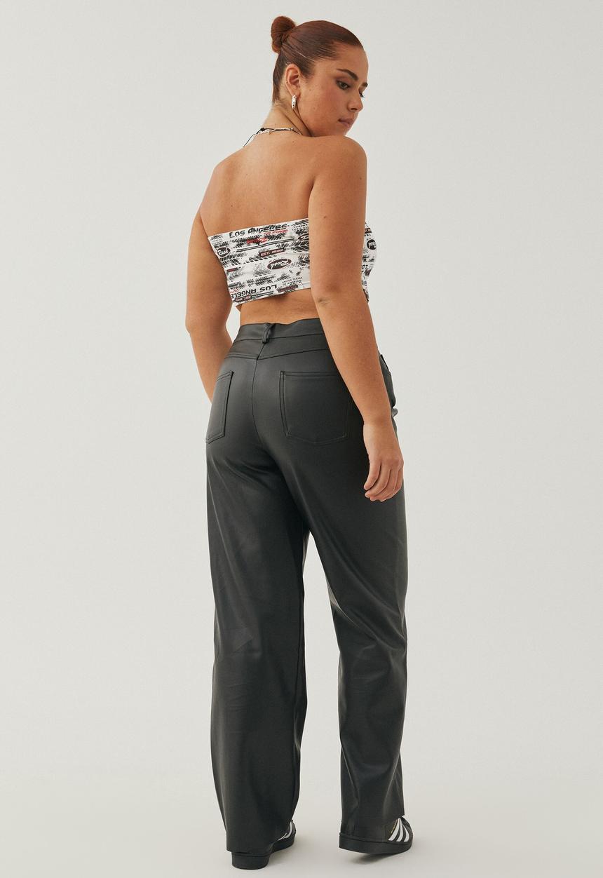 Supré  - Vegan leather wide leg pant - black