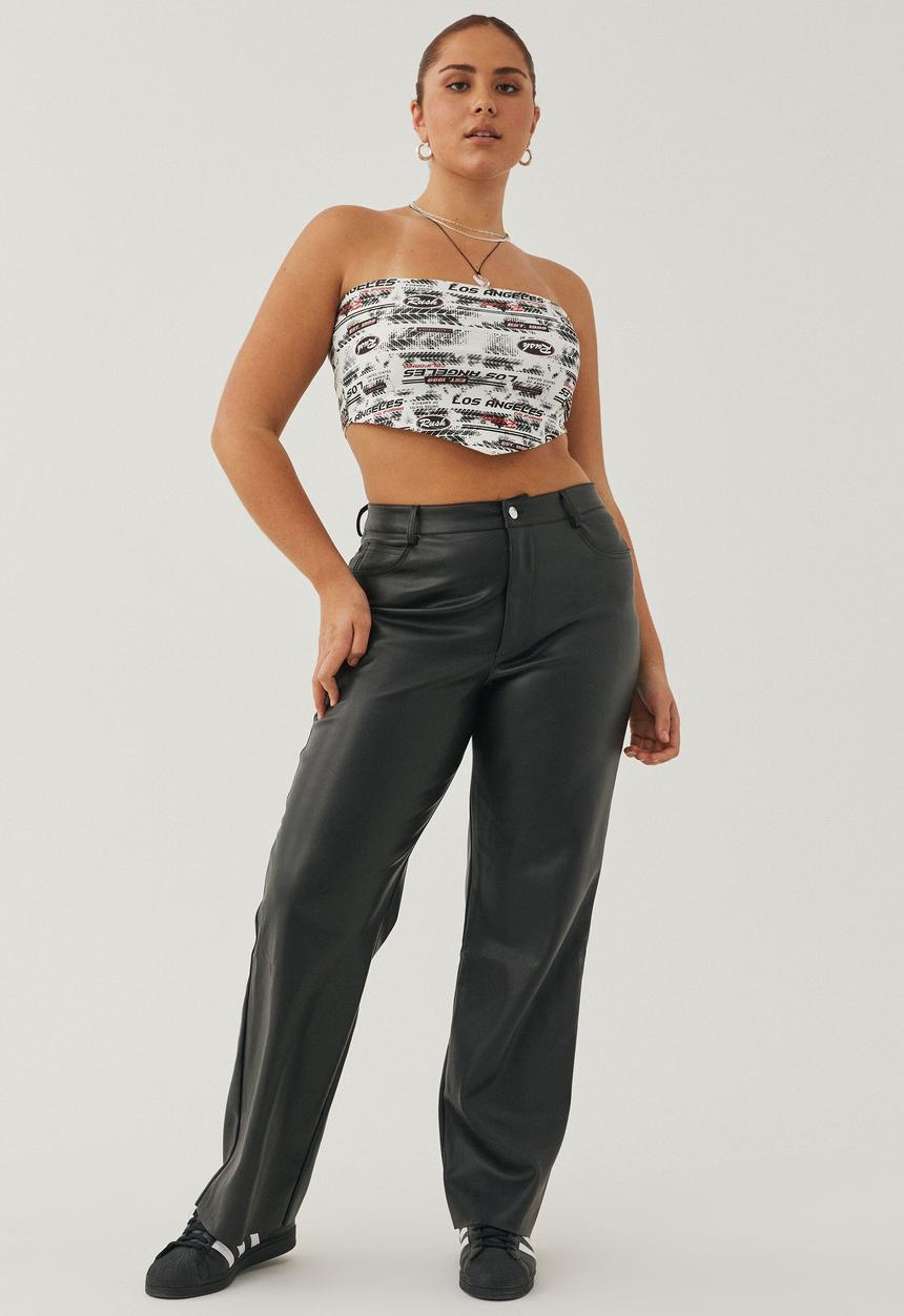 Supré  - Vegan leather wide leg pant - black