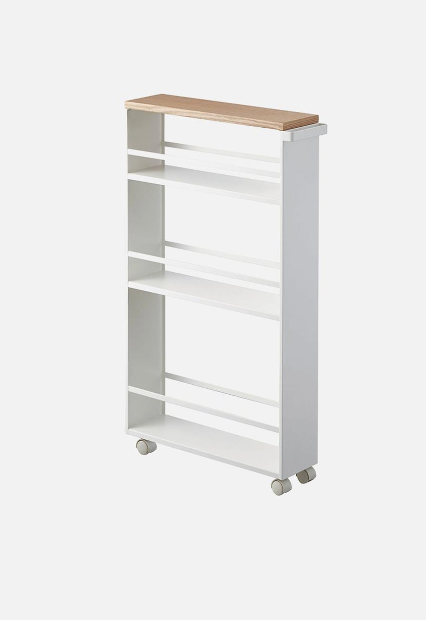 Yamazaki - Tower storage cart with handle - white