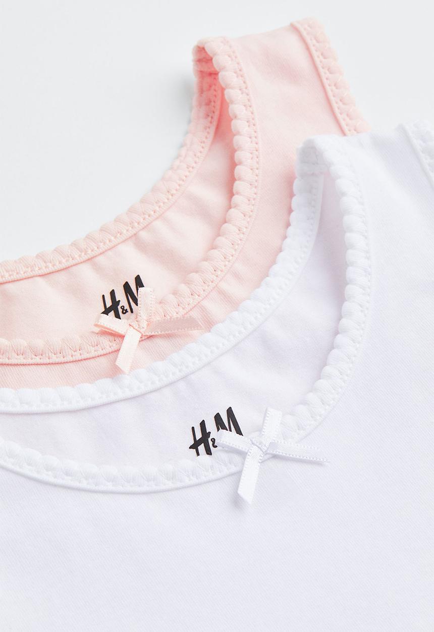 H&M - 2 Pack vest tops - light pink & white