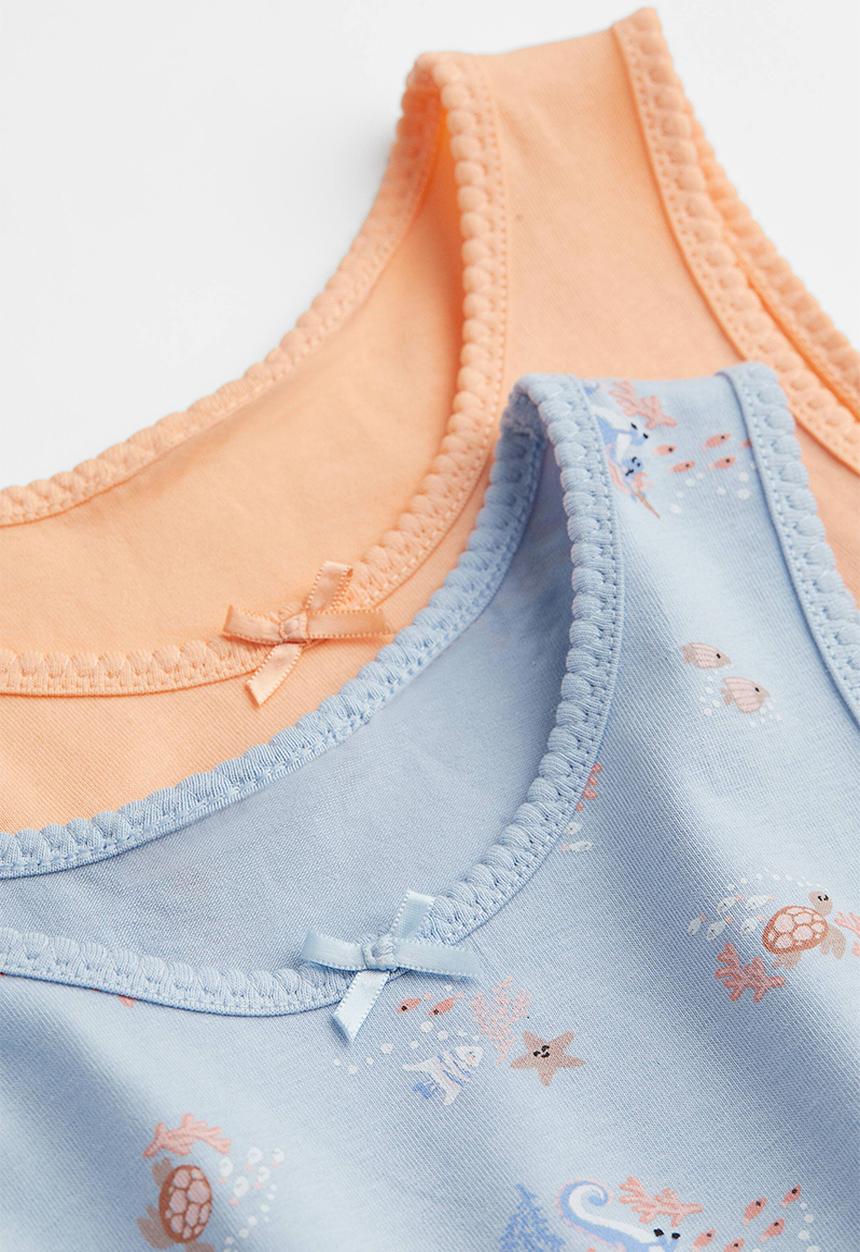 H&M - 2- Pack vest tops - light orange/seahorses