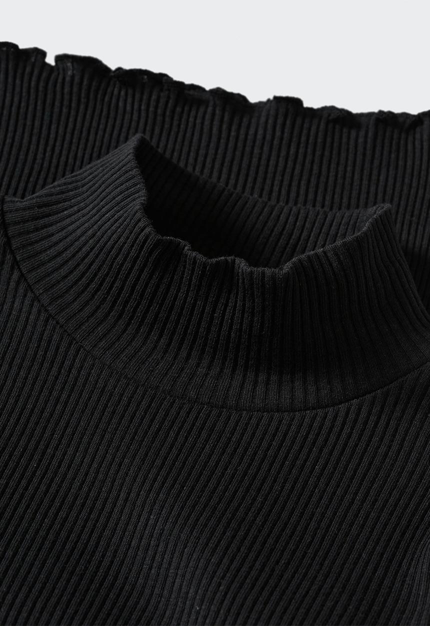 MANGO - T-shirt turborib - black