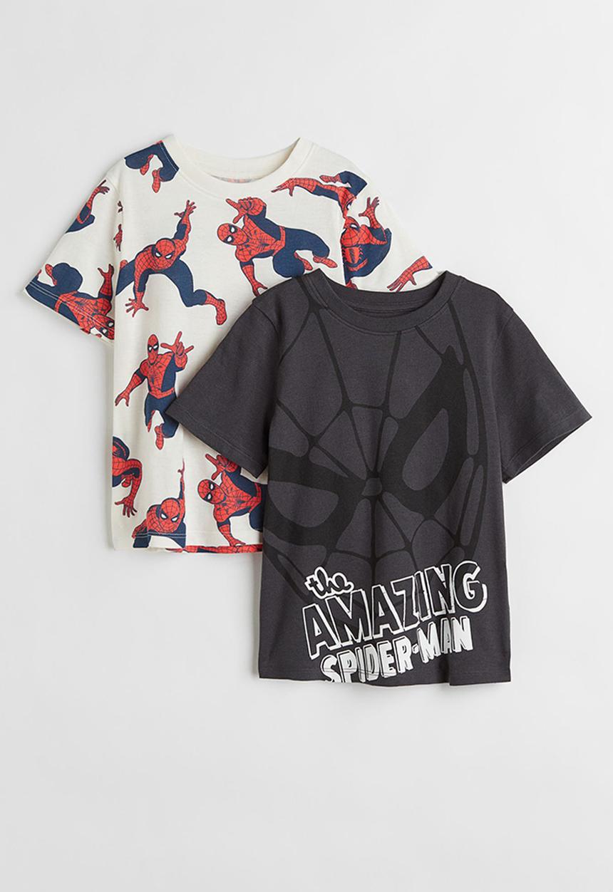 H&M - 2 Pack printed T-shirts - natural white/spider-man