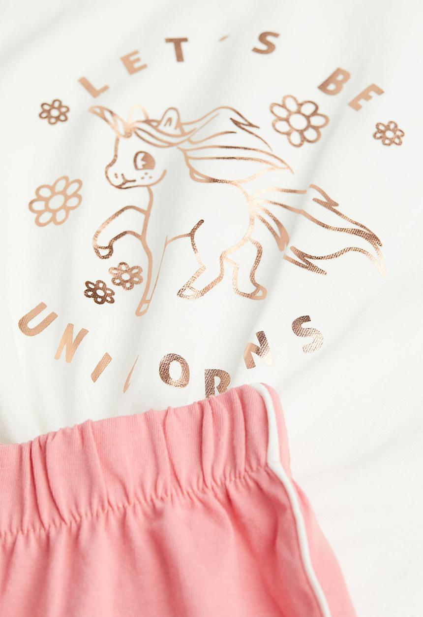H&M - 2-Piece cotton jersey set - pink/unicorn