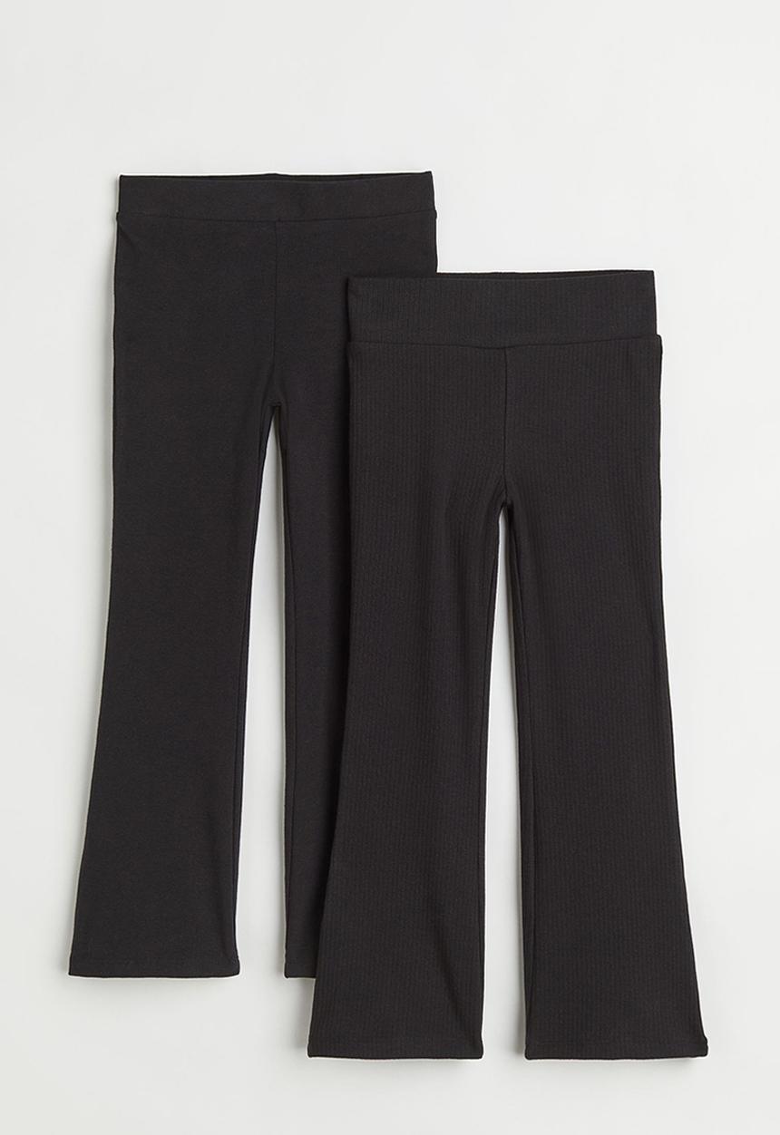 H&M - 2-Pack cotton jersey leggings - black