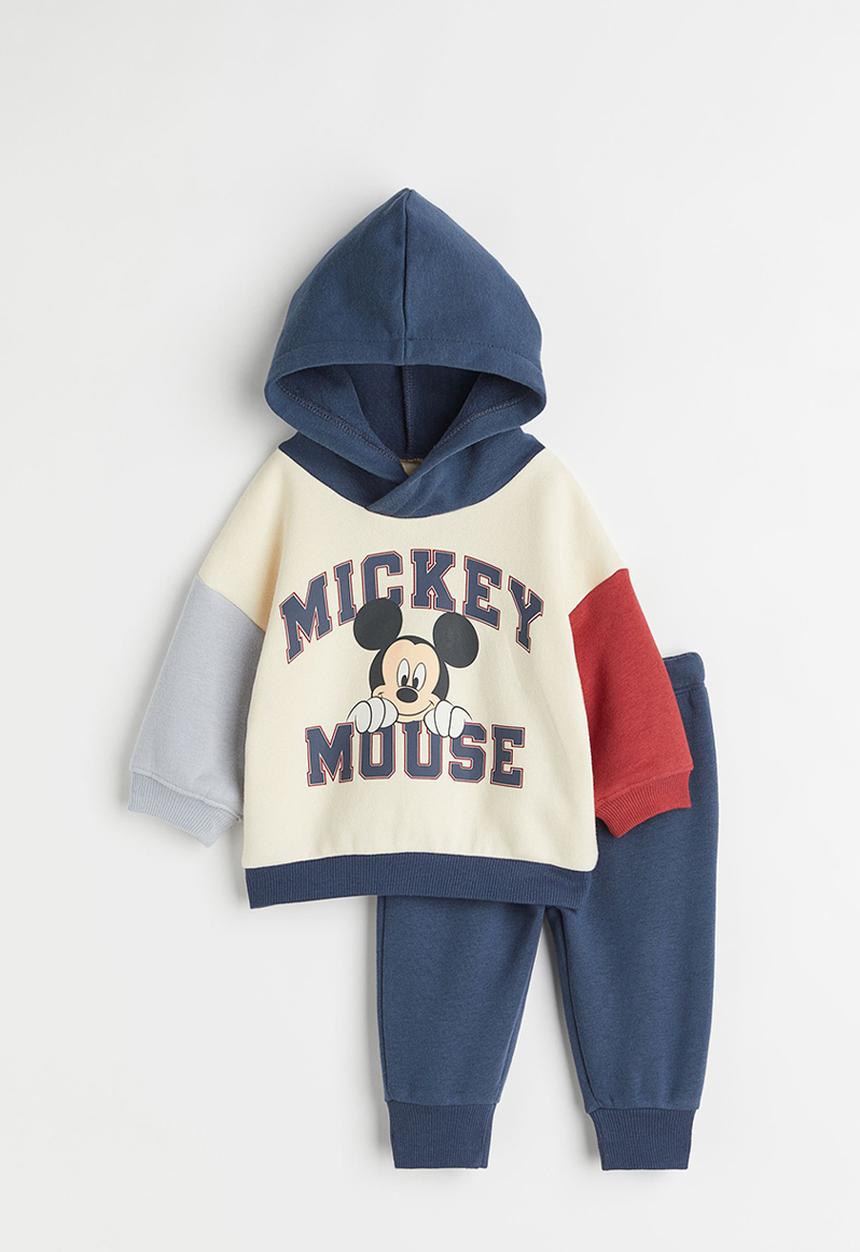 H&M - 2-Piece print-motif sweatshirt set - blue/mickey mouse