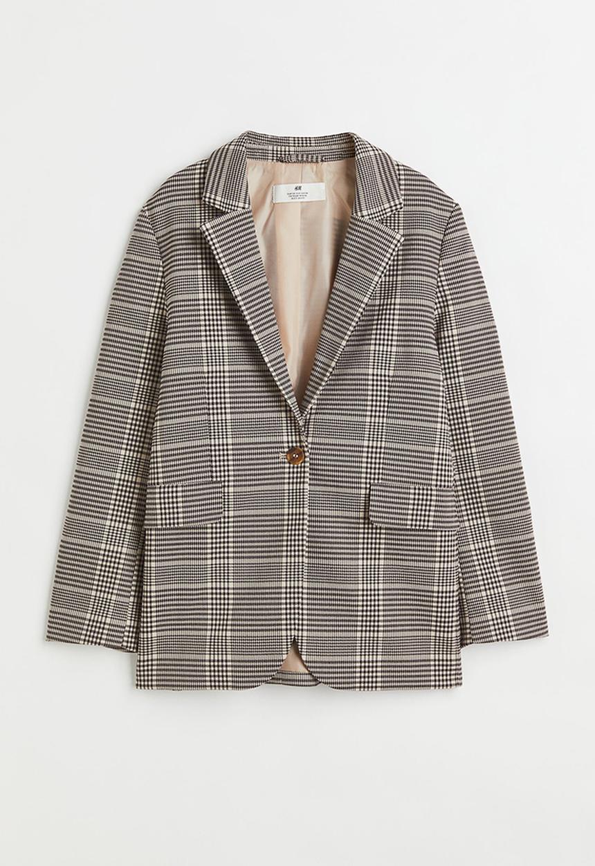 H&M - Blazer - beige/dogtooth-patterned